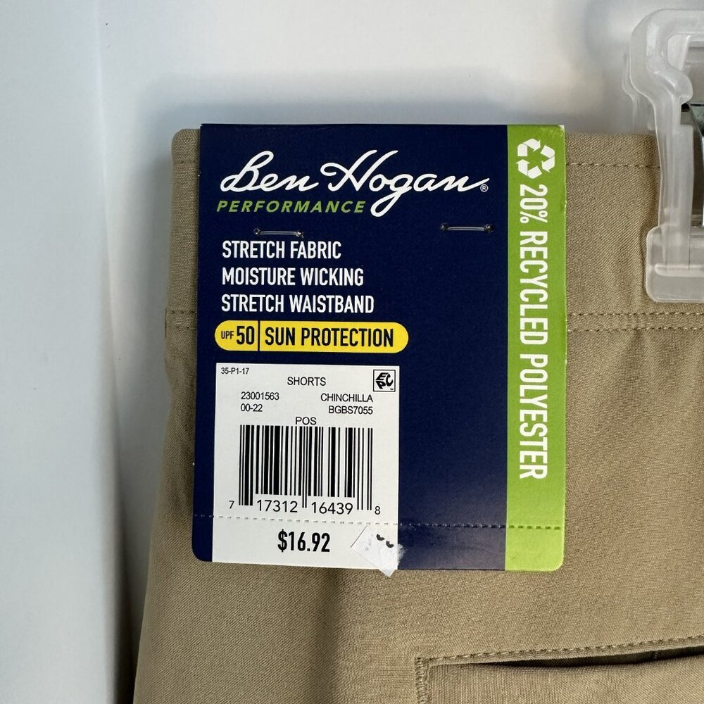 Men's Performance Ben Hogan Shorts Size 44" Waist Tan Colored NWT - Picture 2 of 7